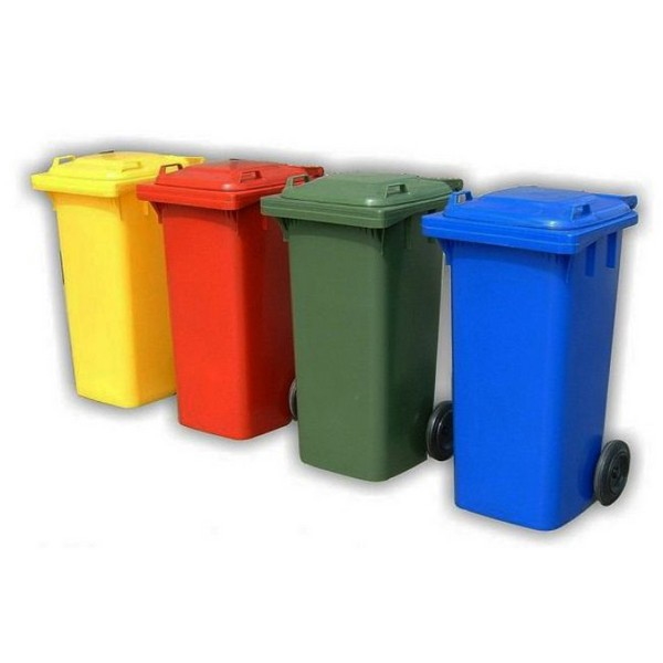 Bidoni per il riciclaggio/immondizia con coperchio WELLHOME, raccordo ruota  110 litri per unità di plastica